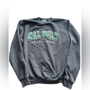 Champion Gray Cal Poly Crewneck Sweatshirt with Green Lettering